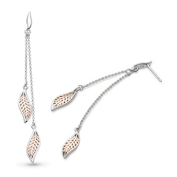 Kit Heath Blush Dbl Leaf Sterling Silver Earrings - Picture 1 of 1